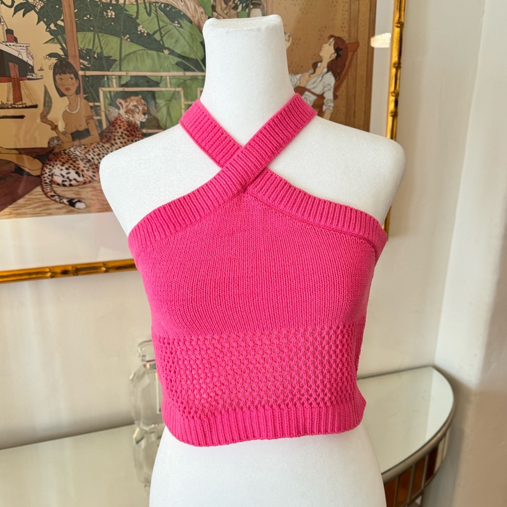 ZARA Women's Pink Crop-Top. Size Small